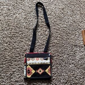 Black and Red Patterned Shoulder Bag